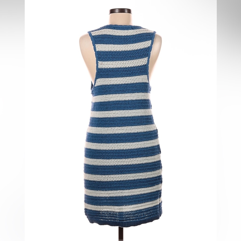 Free People Blue and Cream Striped Crochet Tank Dress - Picture 6 of 12